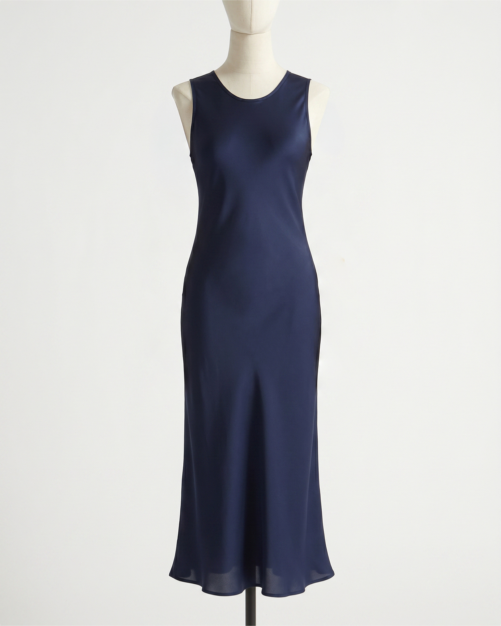 Washable Stretch Silk Tank Midi Dress